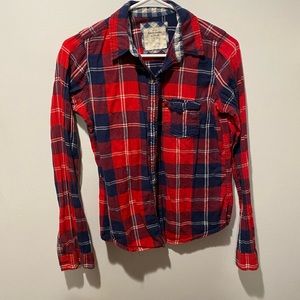 Red plaid flannel button up